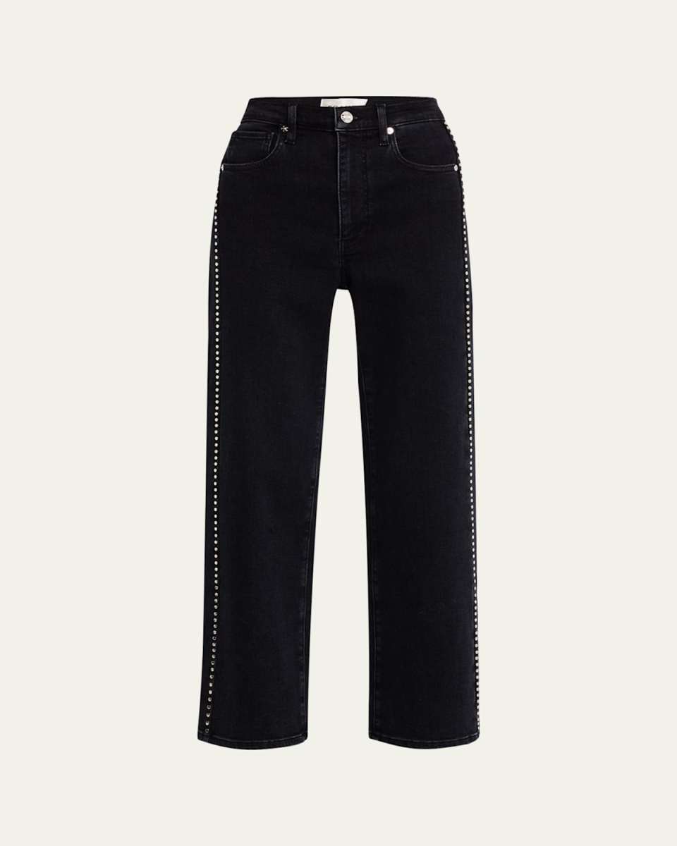 Le Sleek Straight Studded Jeans